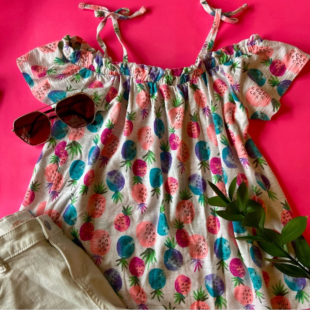 Pineapple Flutter Sleeve Off Shoulder Blouse